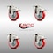 Service Caster 4 Inch 316SS Red Polyurethane Swivel Top Plate Caster Set Total Lock Brake SCC SCC-SS316TTL20S414-PPUB-RED-4 - alternate 3